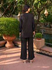 Black Base Grey Embroidered & Sequin Co-Ord Set