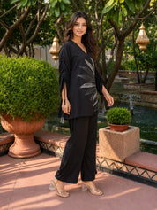 Black Base Grey Embroidered & Sequin Co-Ord Set
