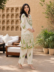 Cream Printed Cotton Farsi Coord Set