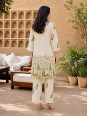 Cream Printed Cotton Farsi Coord Set