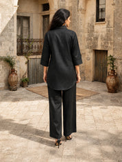 Black Mirror Work Linen Blend Co-ord Set