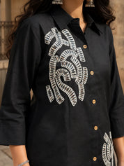 Black Mirror Work Linen Blend Co-ord Set