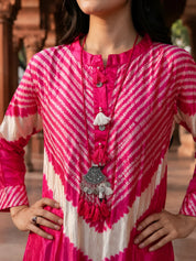 Hot Pink Tie-Dye Kurta Co-ord Set in Viscose