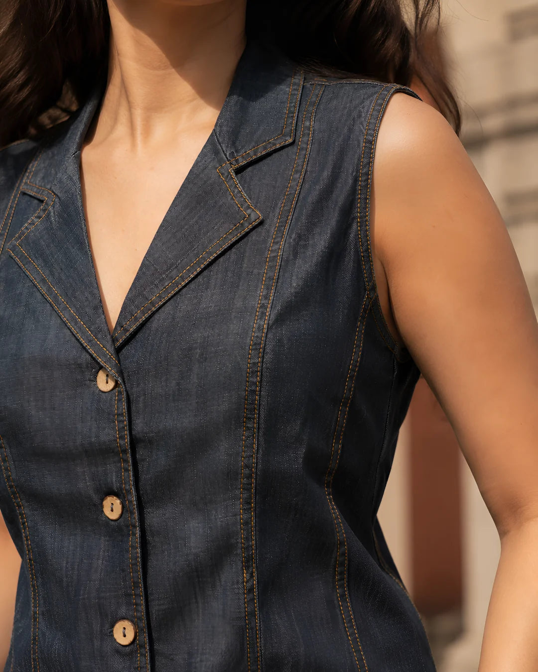 Black Chambray Waistcoat Co-ord Set