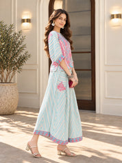 Pink & Blue Paisley Pop Co-ord Set in Viscose Silk