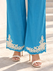 Conjunto coordinado bordado en blanco y negro de muselina