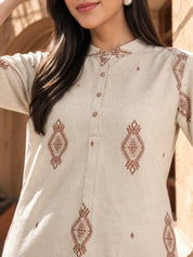 Beige Woven Cotton Flex Co-ord Set