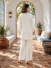 Conjunto coordinado bordado en blanco y negro de muselina