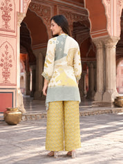 Conjunto coordinado étnico de seda de viscosa en amarillo limón