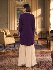 Violet Sequin Embroidered Fusion 2-Piece Set in Chinon