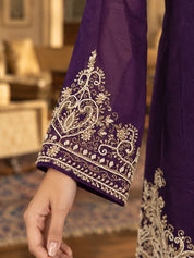 Violet Sequin Embroidered Fusion 2-Piece Set in Chinon