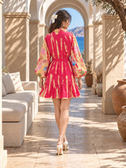 Vestido acampanado naranja de popelina de algodón
