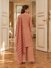Conjunto de Kurta de 3 Piezas Color Marfil con Bordado Zari Dorado Antiguo en Tissue
