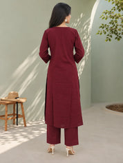 Conjunto Kurta verde pistacho con bordado floral en Mul Chanderi