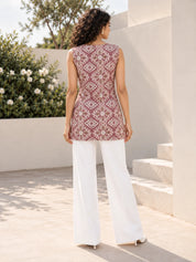 Pink Sleeveless Short Kurti with 2 Button Placket & Front Pleat in Cotton