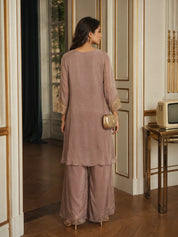 Conjunto coordinado de estampado Mughal multicolor en crepé de viscosa