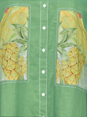 Pastel Green Shirt Dress with Printed Pocket Detail in Cotton