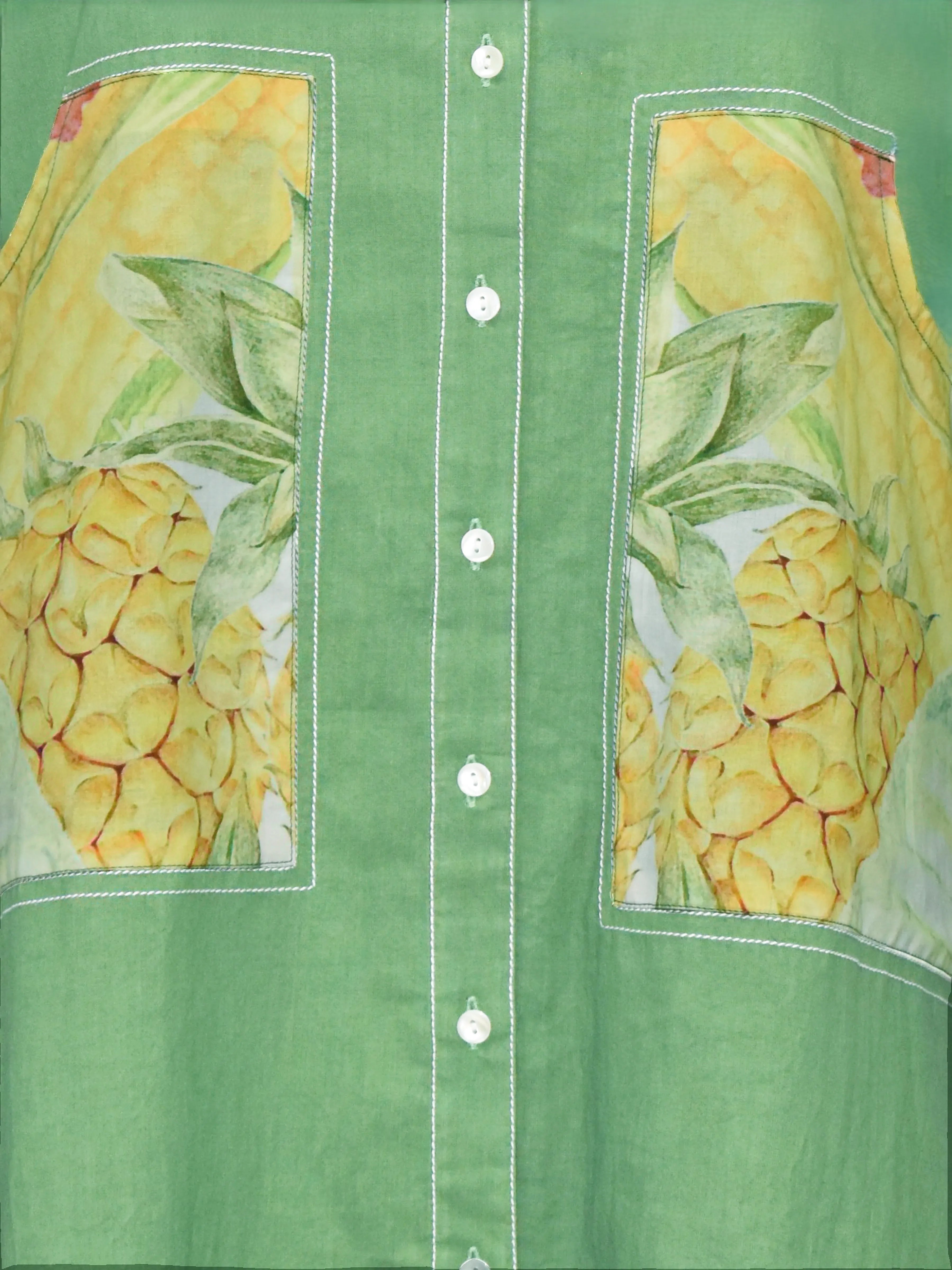 Pastel Green Shirt Dress with Printed Pocket Detail in Cotton