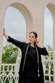 Classic Black 3 Piece Printed Co-ord Set in Cotton