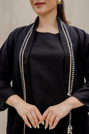 Classic Black 3 Piece Printed Co-ord Set in Cotton