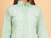 Mint Green Embroidered Co-ord Set in Cotton