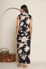 Black & Beige Floral Kurta Set