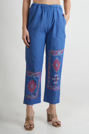 Kaftanize Barkha Blue Embroidered Cotton Co-ords Set