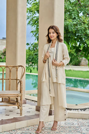 Off-White 3-Piece Co-ord Set in Cotton Flex