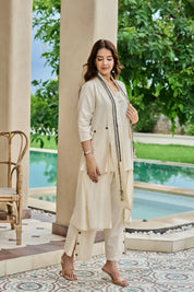 Off-White 3-Piece Co-ord Set in Cotton Flex