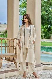 Off-White 3-Piece Co-ord Set in Cotton Flex