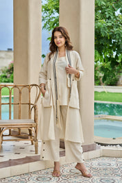 Off-White 3-Piece Co-ord Set in Cotton Flex