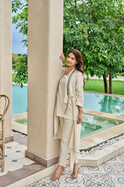 Off-White 3-Piece Co-ord Set in Cotton Flex