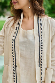 Off-White 3-Piece Co-ord Set in Cotton Flex