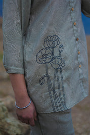 Kaftanize Manaia Mehndi Color Thread Work Cotton Flex Co-Ord Set