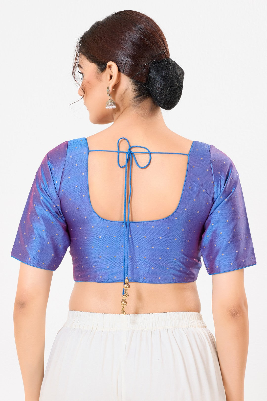 Vamas Tafetta Silk Zari Butti Round Neck Festive Blouse
