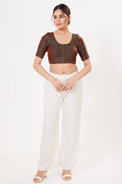 Vamas Tafetta Silk Zari Butti Round Neck Festive Blouse