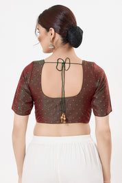 Vamas Tafetta Silk Zari Butti Round Neck Festive Blouse