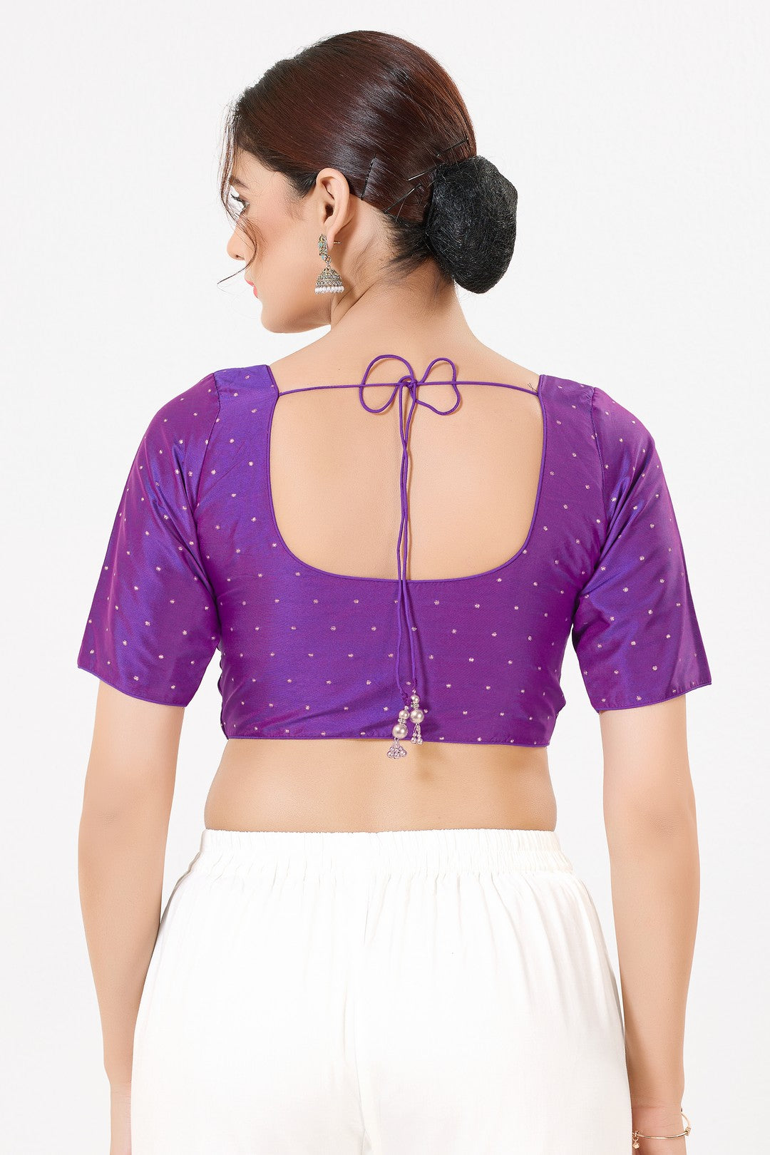 Vamas Tafetta Silk Zari Butti Round Neck Festive Blouse