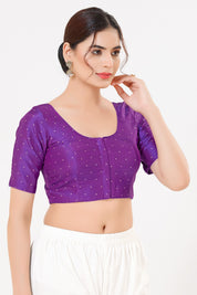 Vamas Tafetta Silk Zari Butti Round Neck Festive Blouse