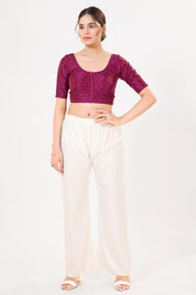 Vamas Tafetta Silk Zari Butti Round Neck Festive Blouse