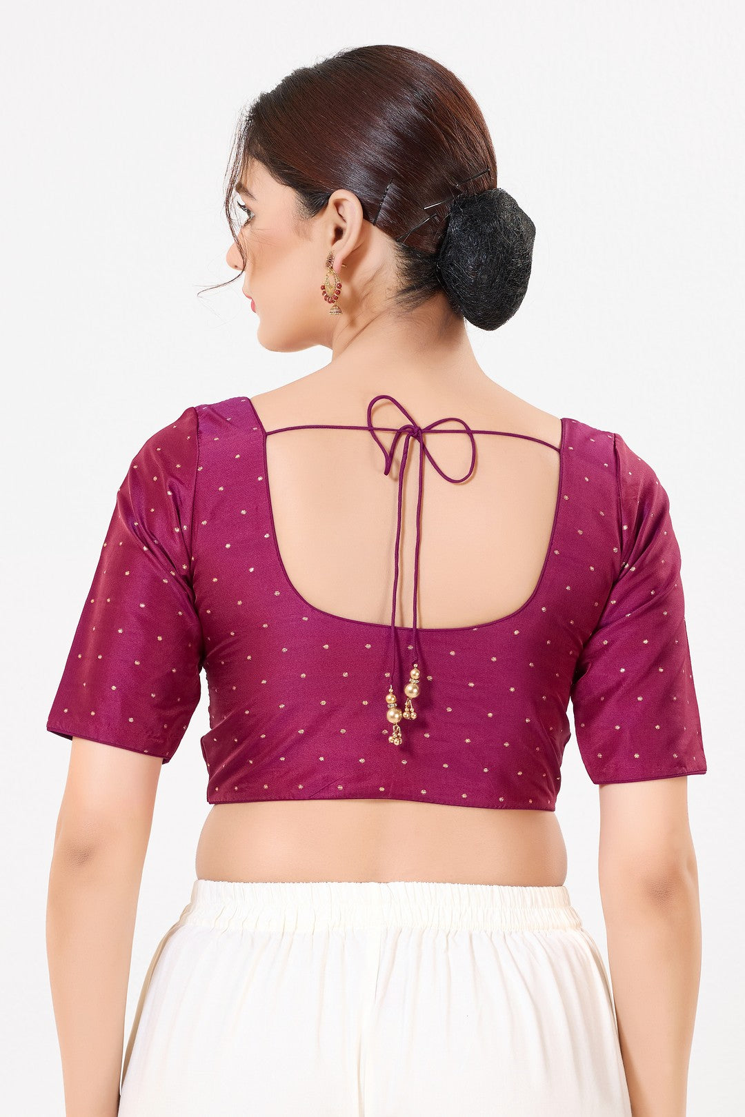 Vamas Tafetta Silk Zari Butti Round Neck Festive Blouse