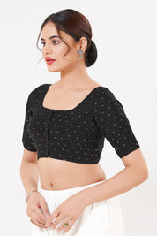 Vamas Tafetta Silk Zari Butti Round Neck Festive Blouse