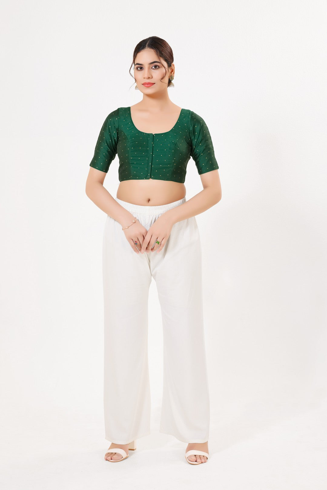 Vamas Tafetta Silk Zari Butti Round Neck Festive Blouse