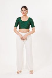 Vamas Tafetta Silk Zari Butti Round Neck Festive Blouse