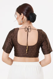Vamas Tafetta Silk Zari Butti Round Neck Festive Blouse