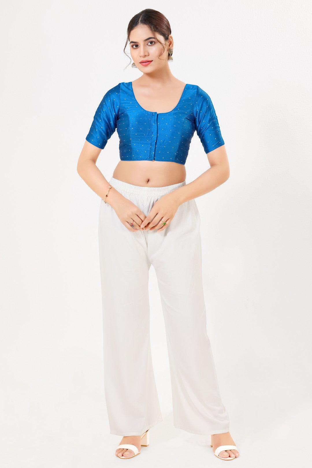 Vamas Tafetta Silk Zari Butti Round Neck Festive Blouse