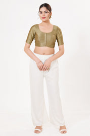 Vamas Tafetta Silk Zari Butti Round Neck Festive Blouse