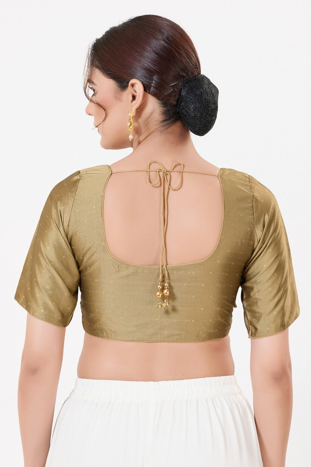 Vamas Tafetta Silk Zari Butti Round Neck Festive Blouse