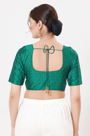 Vamas Tafetta Silk Zari Butti Round Neck Festive Blouse