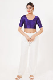 Vamas Tafetta Silk Zari Butti Round Neck Festive Blouse